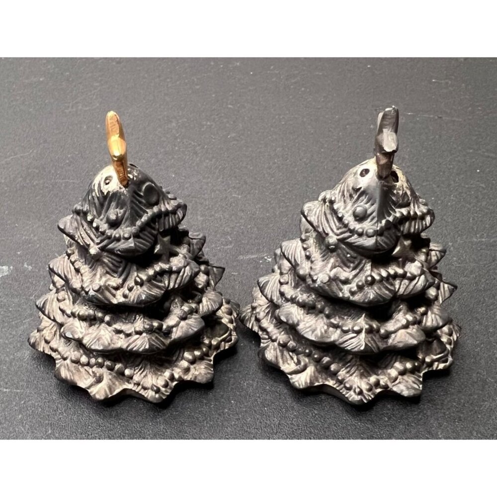 VGT Godinger Silver Plated Christmas Trees Salt and Pepper Shakers Holiday - Picture 2 of 12